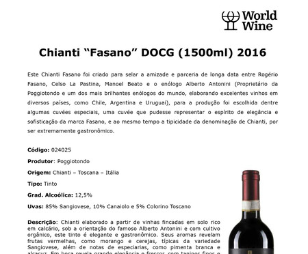 Vinho Tinto Italiano Fasano Chianti Docg | WestwingNow