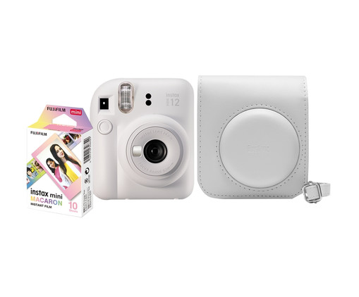 Kit Câmera Instax Mini 12 com pack 10 fotos Macaron e Bolsa, Colorido | WestwingNow