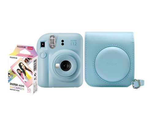 Kit Câmera Instax Mini 12 com pack 10 fotos Macaron e Bolsa, Colorido | WestwingNow