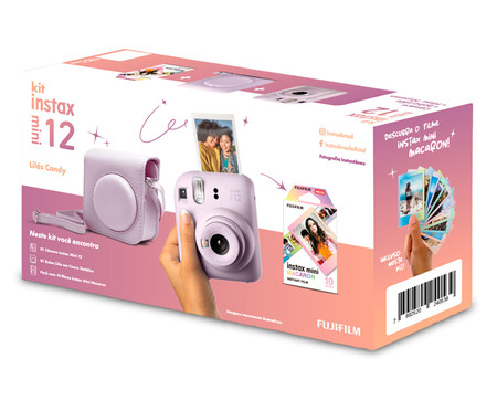 Kit Câmera Instax Mini 12 com pack 10 fotos Macaron e Bolsa | WestwingNow