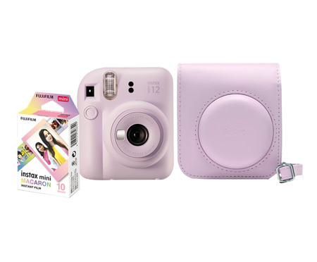 Kit Câmera Instax Mini 12 com pack 10 fotos Macaron e Bolsa | WestwingNow