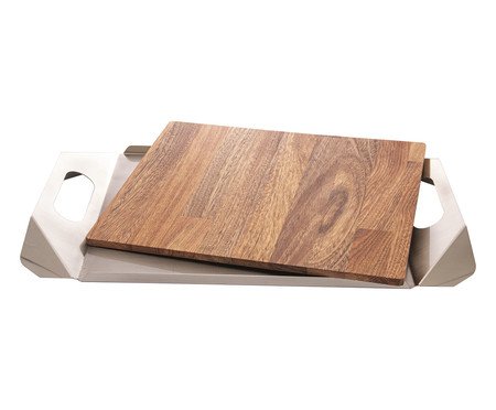 Bandeja em Inox Champanhe Origami com Alça | Westwing
