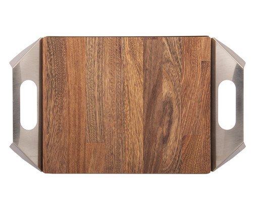 Bandeja em Inox Champanhe Origami com Alça, Marrom | WestwingNow