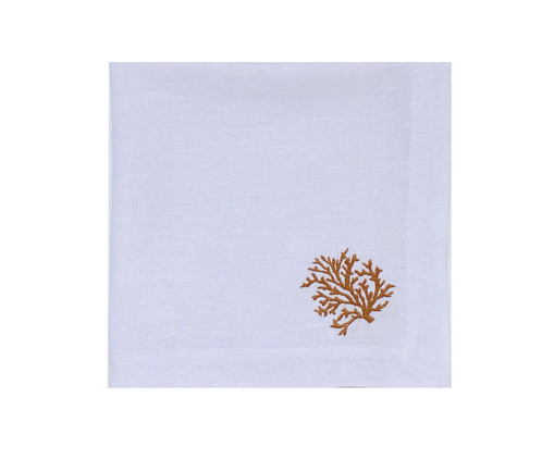 Guardanapo Linho Branco Coral Ocre, Branco | WestwingNow