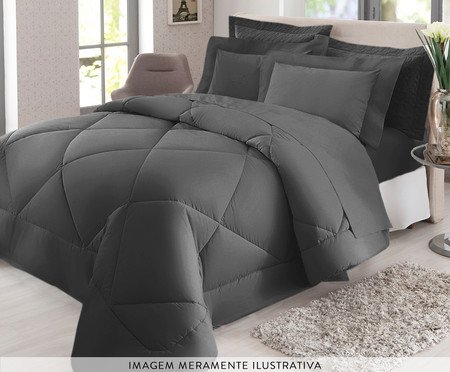 Lençol Inferior Acetinado Naturalle Solid Grafite 300 Fios - Casal | Westwing