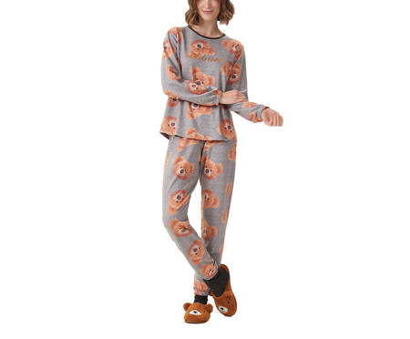 Pijama Manga Longa Cinza l