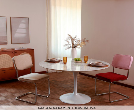 Mesa Saarinen Oval Pau Ferro Base Branca | Westwing