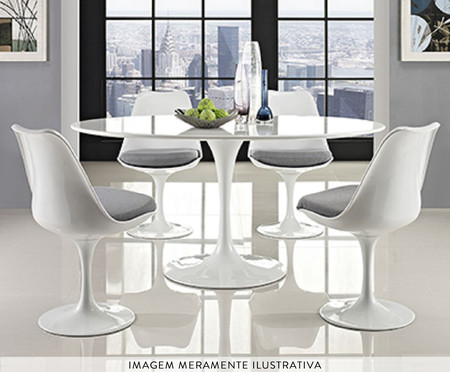 Mesa Saarinen Oval Nanoglass Base Branca | WestwingNow