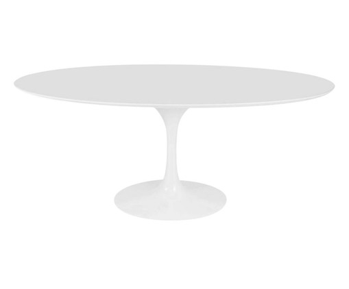 Mesa Saarinen Oval Nanoglass Base Branca, Branco | WestwingNow