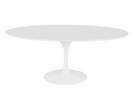 Mesa Saarinen Oval Nanoglass Base Branca