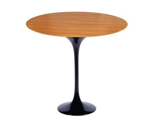 Mesa Saarinen Lateral Oval Freijó Base Preta, Preto | WestwingNow