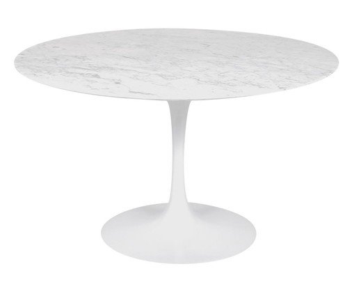 Mesa Saarinen Redonda Carrara Base Branca, Branco | WestwingNow