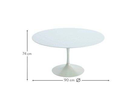 Mesa Saarinen Redonda Nanoglass Base Branca | Westwing