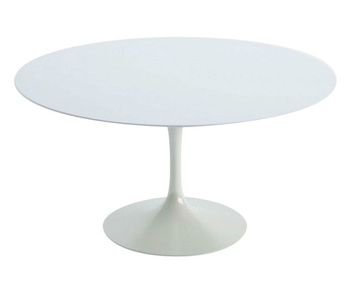 Mesa Saarinen Redonda Nanoglass Base Branca, Branco | WestwingNow