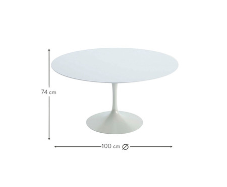 Mesa Saarinen Redonda Nanoglass Base Branca | Westwing