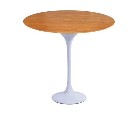 Mesa Saarinen Lateral Oval Freijó Base Branca