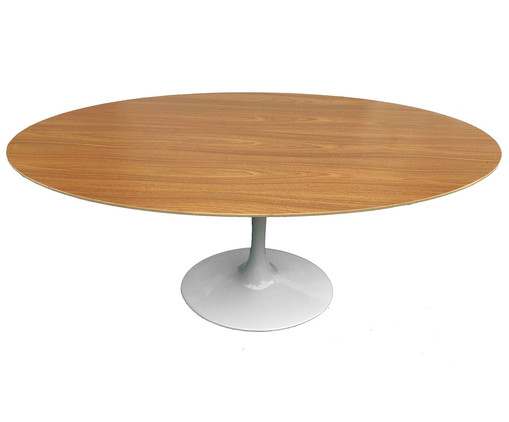 Mesa Saarinen Oval Freijó Base Branca, Branco | WestwingNow