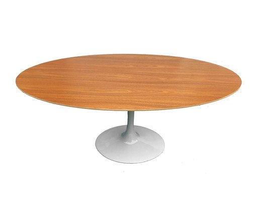 Mesa Saarinen Oval Freijó Base Branca, Branco | WestwingNow