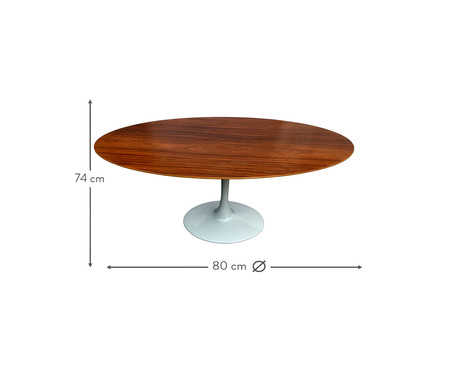 Mesa Saarinen Oval Imbuia Base Branca | WestwingNow