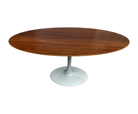 Mesa Saarinen Oval Imbuia Base Branca