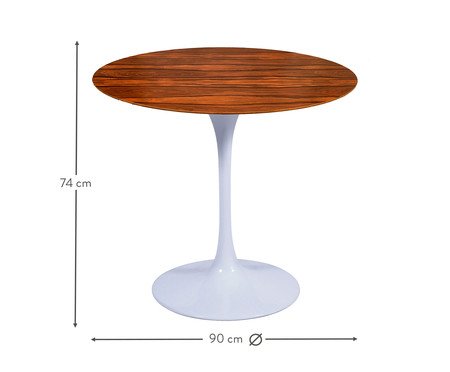 Mesa Saarinen Redonda Pau Ferro Base Branca | Westwing