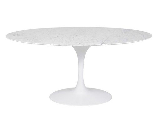 Mesa Saarinen Oval Carrara Base Branca<br />, Branco | WestwingNow
