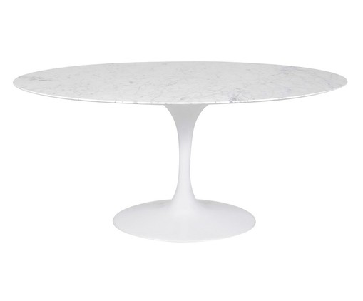 Mesa Saarinen Oval Carrara Base Branca, Branco | WestwingNow