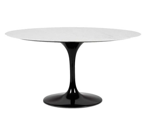 Mesa Saarinen Oval Carrara Base Preta, Preto | WestwingNow