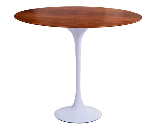 Mesa Saarinen Lateral Oval Imbuia Base Branca, Branco | WestwingNow