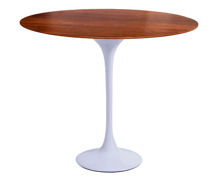 Mesa Saarinen Lateral Oval Imbuia Base Branca | Westwing