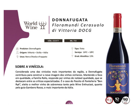 Vinho Tinto Donnafugata Floramundi Cerasuolo Di Vittoria | WestwingNow