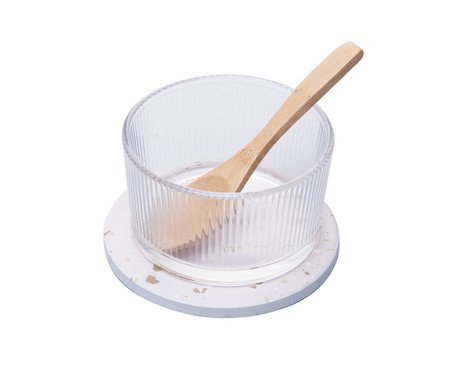 Jogo de Petisqueira Redonda com Colher e Suporte Terrazo | Westwing