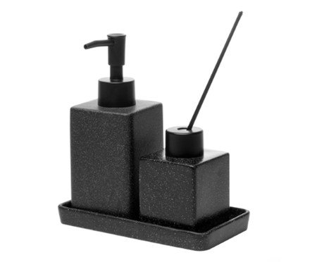 Jogo para Banheiro Granilite Quadratto Preto | Westwing