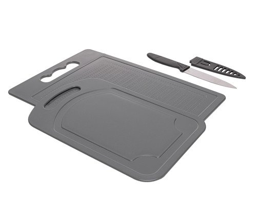 Jogo de Tábuas e Faca com Protetor Lyor, Cinza | WestwingNow