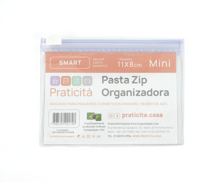 Jogo de Pasta Zip Organizadora Mini Smart Transparente | WestwingNow