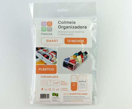 Colmeia Transparente Dupla com 12 Nichos Smart Branco | WestwingNow