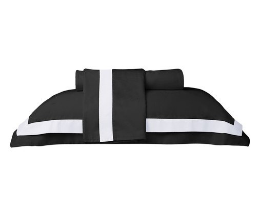 Jogo de Lençol Cetim Naturalle Fashion St. Germain 300 fios - Preto e Branco, Preto e Branco | WestwingNow