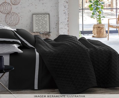 Jogo de Lençol Cetim Naturalle Fashion St. Germain 300 fios - Preto e Branco | Westwing