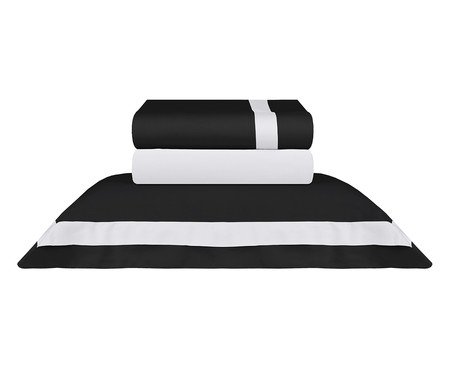 Jogo de Lençol Cetim Naturalle Fashion St. Germain 300 fios - Preto e Branco | Westwing