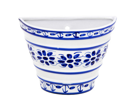 Vaso de Parede Colonial Azul e Branco