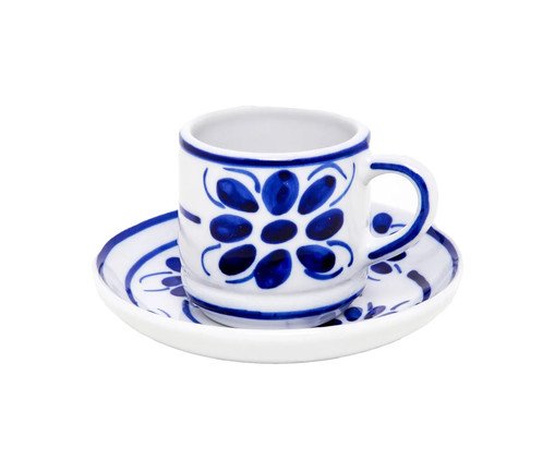 Xícara de Chá e Pires Azul Floral, Azul | WestwingNow