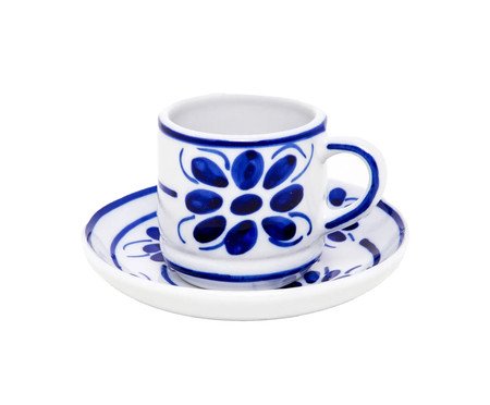 Xícara de Chá e Pires Azul Floral | Westwing