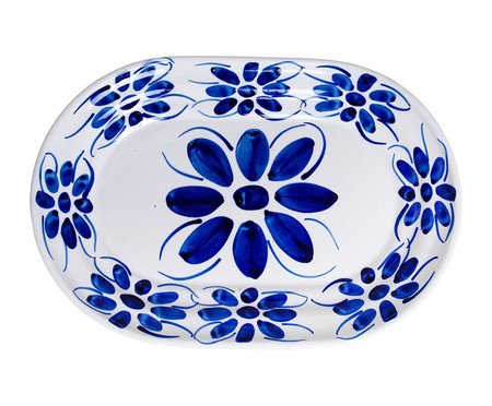 Travessa Bandeja Oval Rasa Porcelana Azul | Westwing