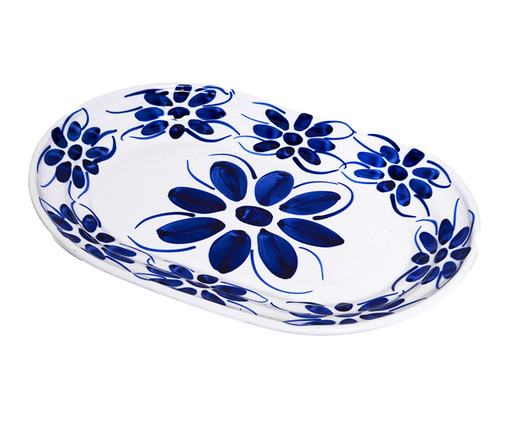 Travessa Bandeja Oval Rasa Porcelana Azul, Azul | WestwingNow