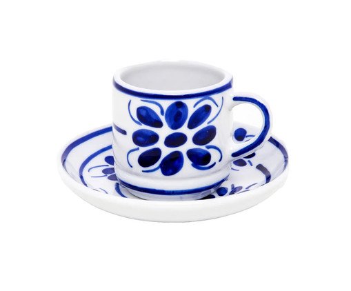 Xícara de Café e Pires Azul Floral, Azul | WestwingNow