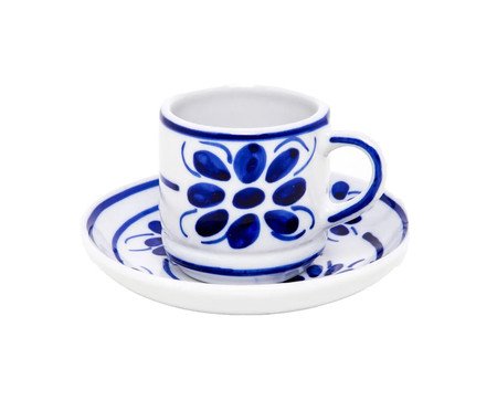 Xícara de Café e Pires Azul Floral | Westwing