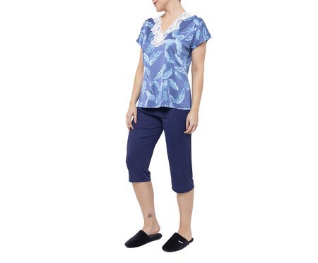 Pijama Pescador Folhas Azul | Westwing