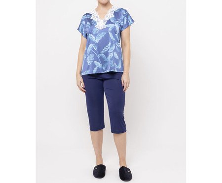 Pijama Pescador Folhas Azul | Westwing