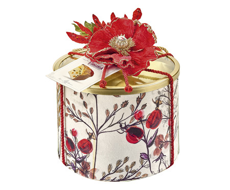 Panettone Tradicional Lata Branca Veludo Flores - 1Kg