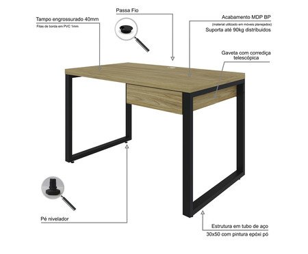 Mesa Yon Operacional com Gaveta Vermont Oak | Westwing